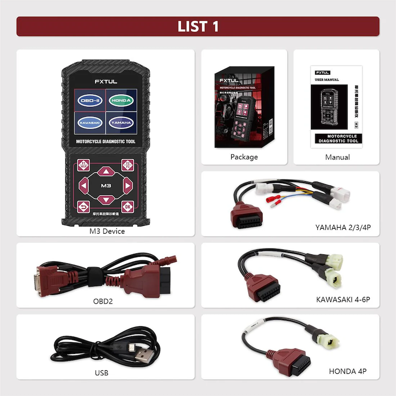 FXTUL M3-A Honda, Kawasaki Yamaha Motorcycle Diagnostic Tool