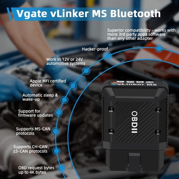 Vgate vLinker MultiECUScan MS Bluetooth Interface for iOS and Windows